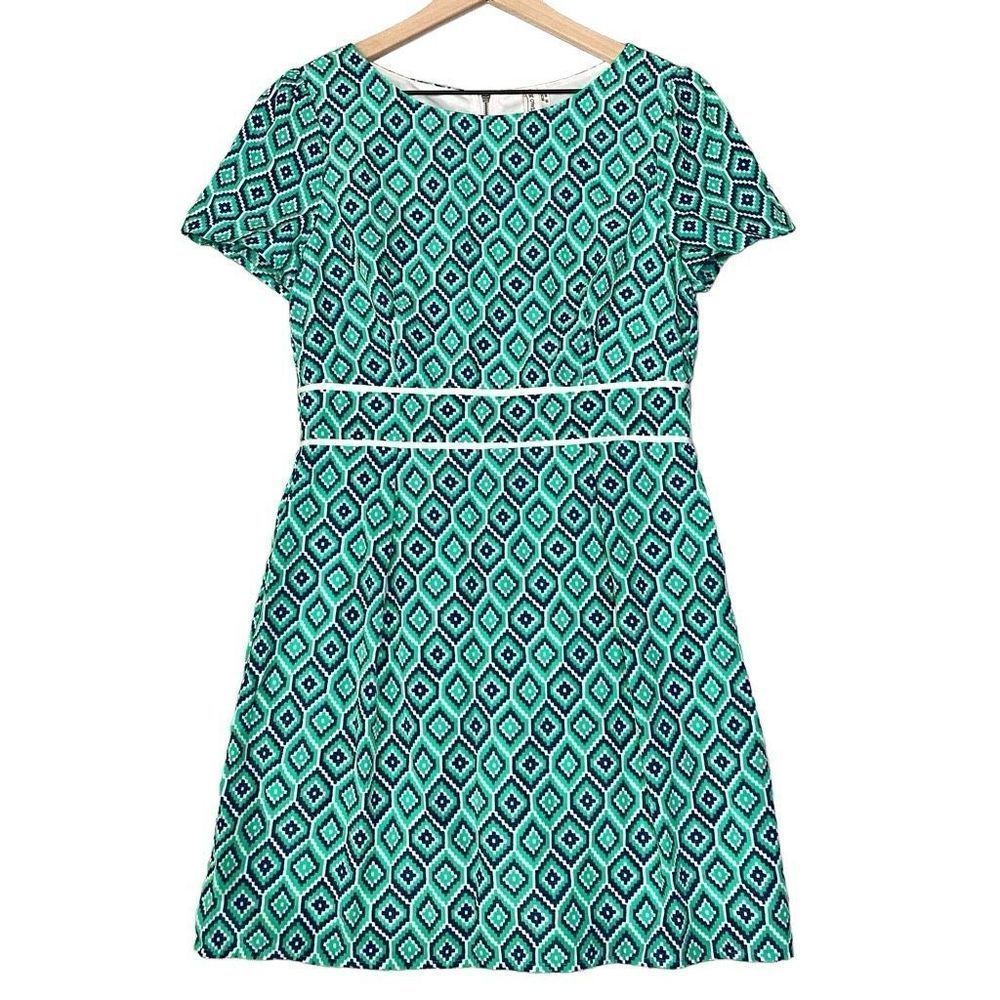Pink Owl Boutique A-Line Geometric Print Exposed Zip Short Sleeve Dress Size M​